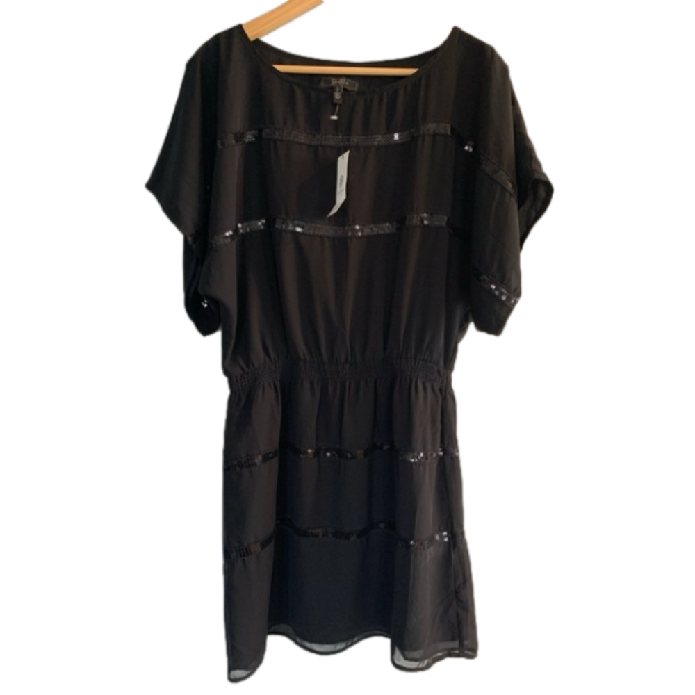 New with Tags Jessica Simpson Black Sequin Glam Batwing Dress Size Small